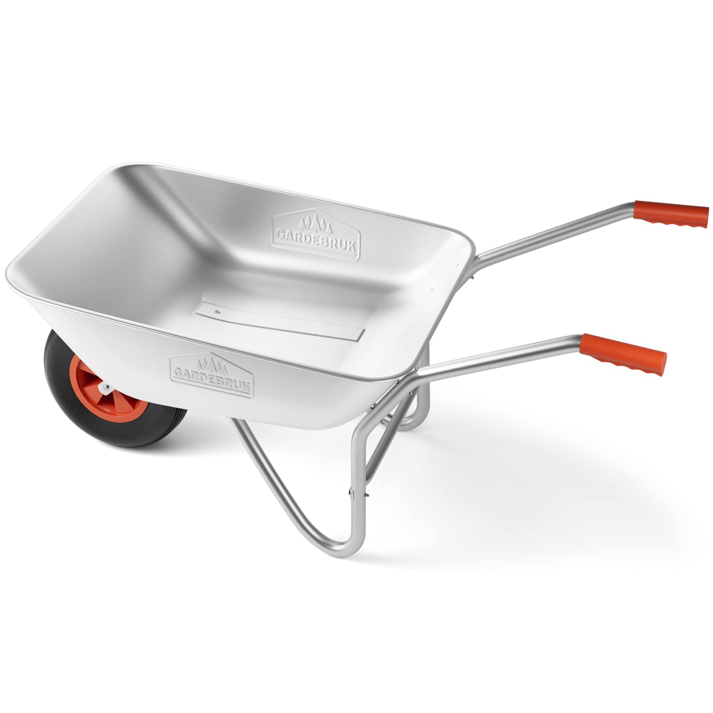 GARDEBRUK® Carretilla de Obra Acero Galvanizado Carga 100Kg 80L Herramienta para Jardinería Construcción