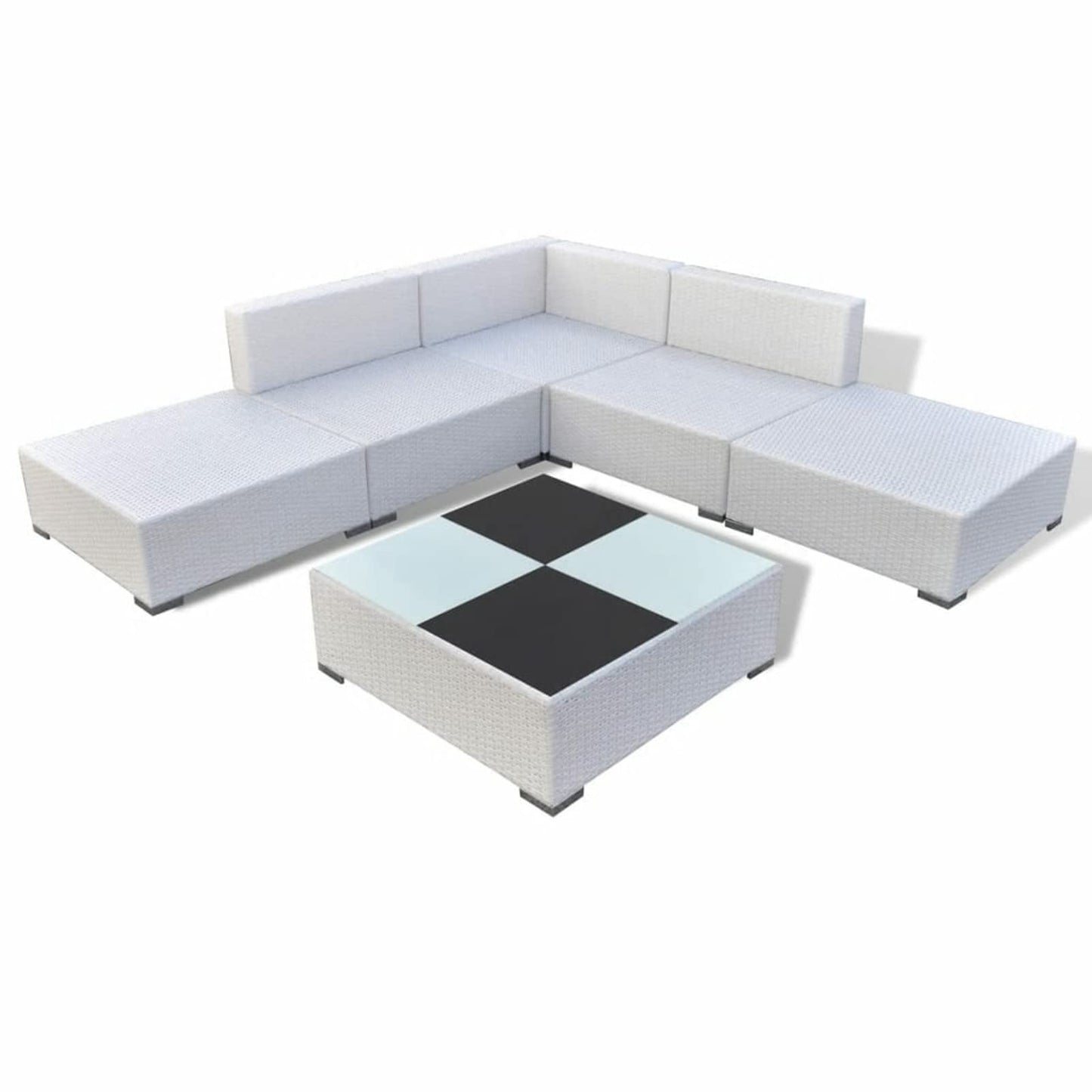 Deufre Muebles de Jardín Exterior 6 Piezas, Sofá Exterior, Conjunto de Jardín de Ratán, Muebles de Terraza,Sofa Jardin con Cojines para Terraza Balcón (Blanco)