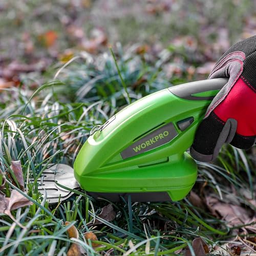 WORKPRO - Cizalla para césped con 2 Cuchillas, batería de 1500 mAh, Cargador para Corte, podado