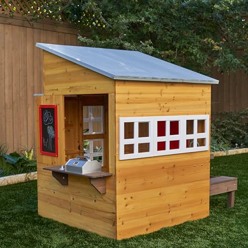 KidKraft Casita Infantil Moderna de Madera con Cocina de Juguete, Mesa y Banco para niños y niñas, casita de Juego para Exterior, jardín o Patio (00182)