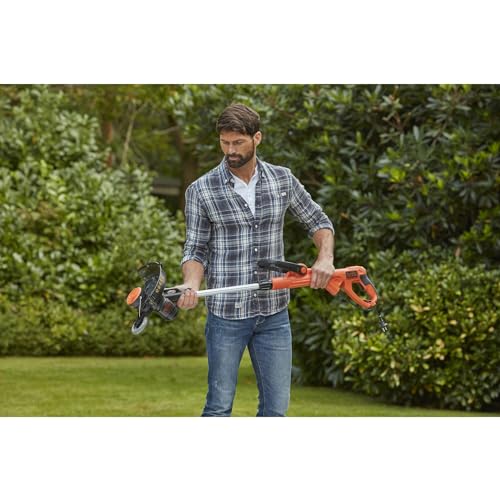 BLACK+DECKER Cortabordes 550W, Ancho de corte 28cm, Tecnología Powercommand, Botón Easy feed, Sistema E-Drive, Sistema Flip-to Edge, Segunda empuñadura ajustable a 5 posiciones, BESTE628-QS