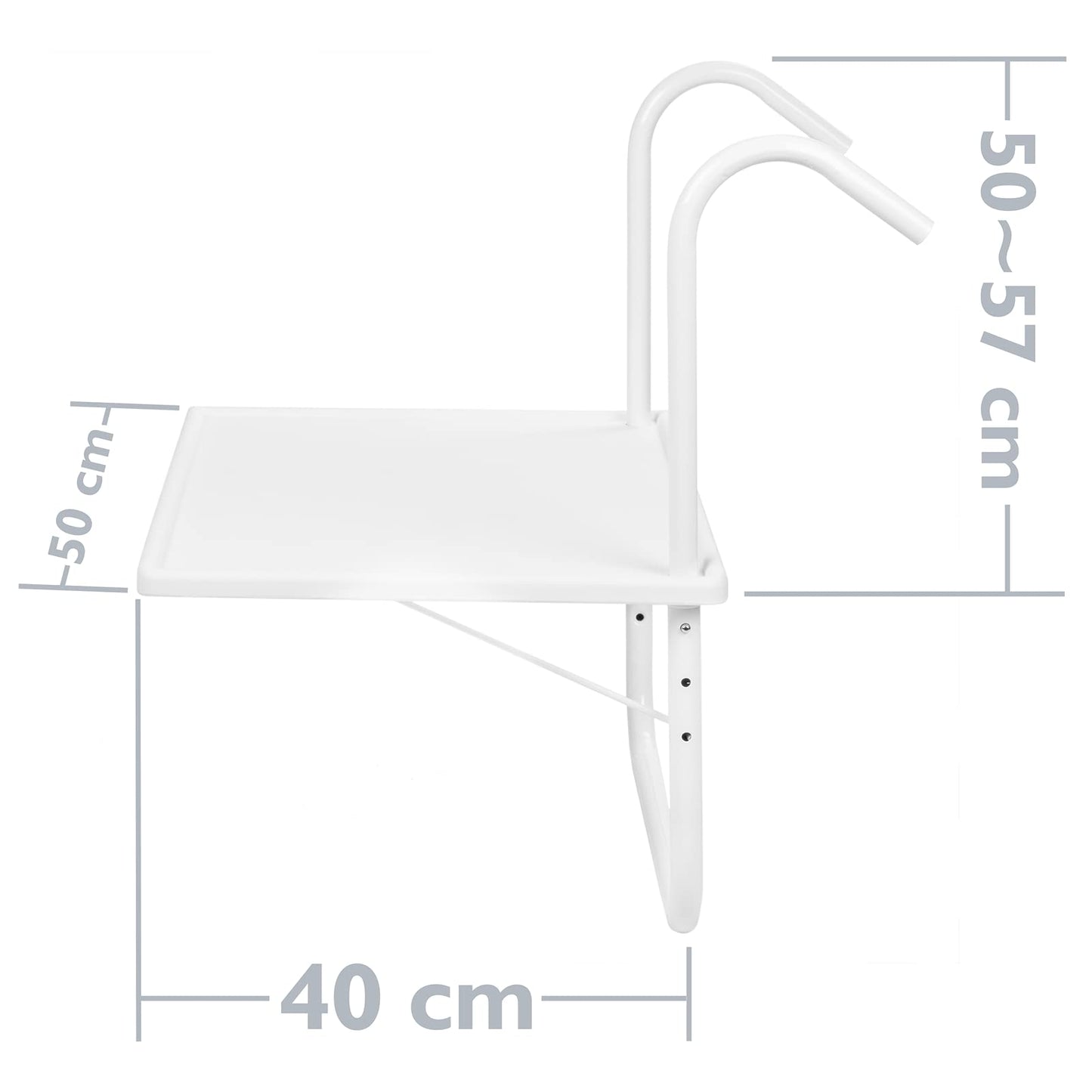 PrimeMatik - Mesa Rectangular de Polipropileno para balcón 52x40cm Blanco