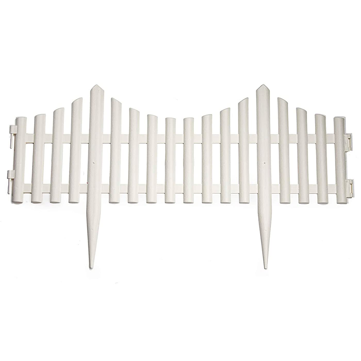Tradineur - Valla de plástico Decorativa de jardín - Borde para cespéd, Plantas, Flores, decoración de Exterior - N.º 5-32,5 x 60 x 0,7 cm - Color Blanco