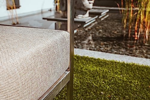 Greemotion Conjunto Muebles de Jardín Sydney 4 Piezas, Juego de Sofá Esquinero de Acero Inoxidable Cepillado para 5 Personas con Mesa, Cojines Incluidos, Plateado