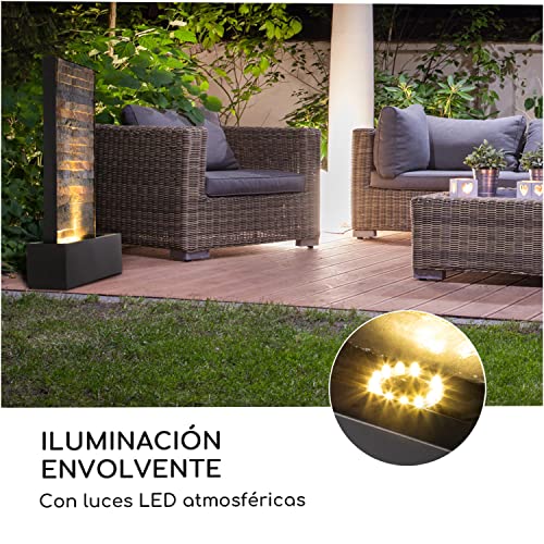 Blumfeldt Raincastle - Fuente para Patio, Circulación Continua del Agua en Circuito Cerrado, 8W, Certificado de protección IPX8, Metal zincado, estética ladrillo, Interior y Exterior, Gris
