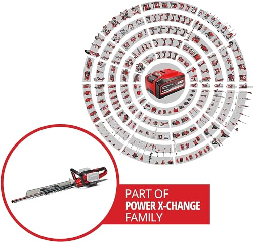 Einhell Cortasetos con batería GE-CH 36/65 Li-Solo Power X-Change (36 V, 65 cm de longitud de corte, 30 mm distancia entre dientes, mango giratorio, colector de recortes, sín batería)
