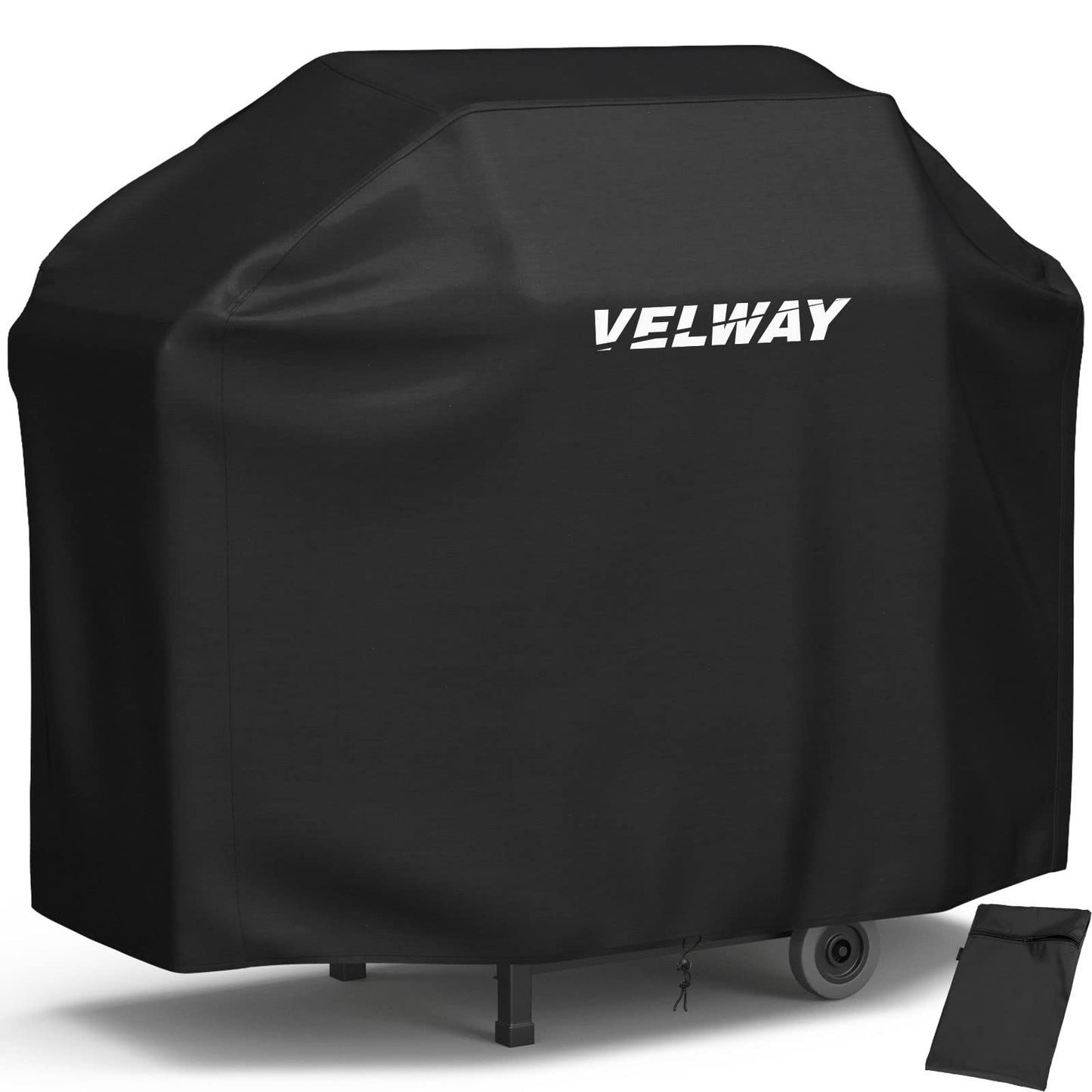 Velway Funda para Barbacoa Impermeable, Cubierta BBQ de Parrilla 210D Oxford Protector, Anti-Viento/Anti-Polvo/Anti-Humedad, Resistente al Desgarro/Agua/Lluvia/Nieve/Sol, 147x61x117cm Negro