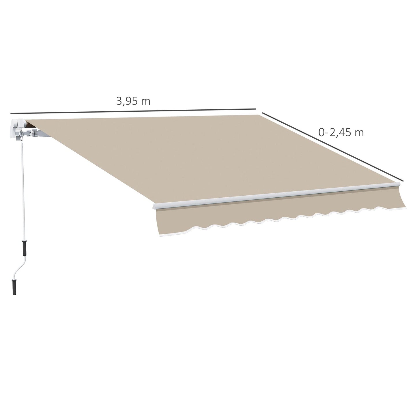 Outsunny Toldo para Patio Balcón Terraza y Jardín con Brazo articulado de Aluminio y Tela de Poliéster de 280g/m2 400x250cm (Marrón)