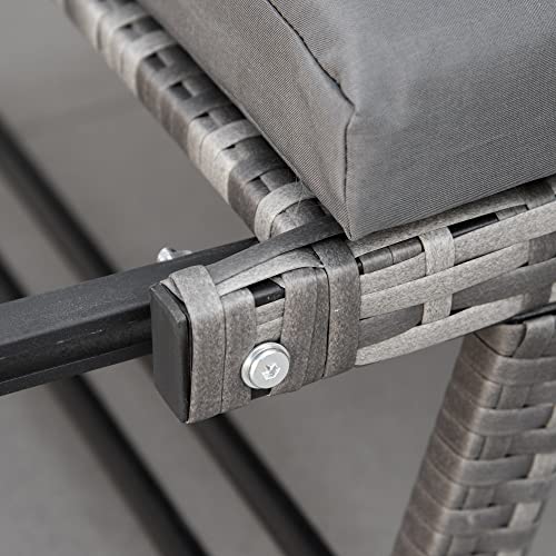 Outsunny Sofá de Ratán de 2 Plazas Convertible en Cama Individual 129x63x67 cm con Reposabrazos Abatibles y Cojines Acolchados Sofá Doble para Jardín Patio Terraza Gris