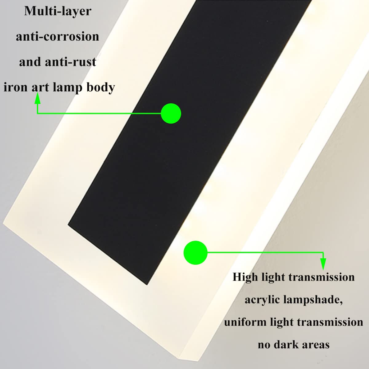 ZTWLEED Lámpara de Pared Larga Villa Apliques de Pared Negra,8W 40CM Aplique Pared Exterior,Aplique de Pared Exterior LED Impermeables IP65,Blanco Cálido 3000K AC220V para Balcón Jardín Villa