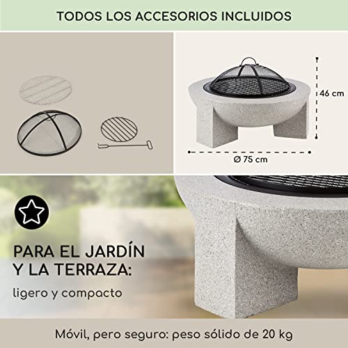 Blumfeldt Brasero Exterior para Jardin, para Camping, Quemador de Leña, Base Acero para Barbacoa, Estufas Exteriores y Terraza, Chimenea, Fireball Fire Pit 75x46x75 cm