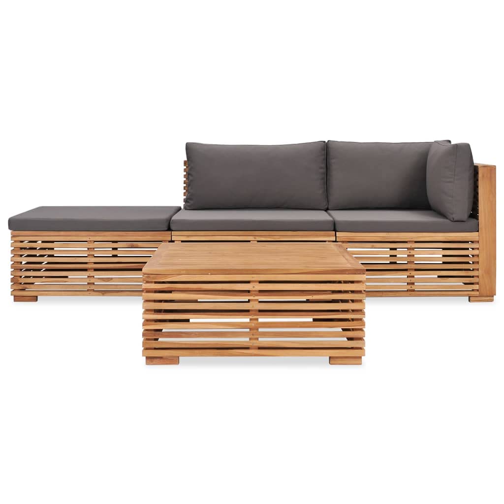 vidaXL Muebles de Jardín 6 Piezas con Cojines Mobiliario Exterior Patio Terraza Hogar Sofá Silla Mesa Asiento Suave Robusto Crema Madera Maciza Teca