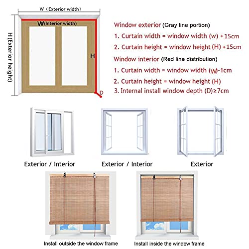 Persiana Bambu Exterior- Persiana Enrollable - de Madera,Estor Filtrado de Luz,Cortina Decorativa Anti-UV a Prueba de Polvo para Interior/Exterior (70x80cm/28x32in)