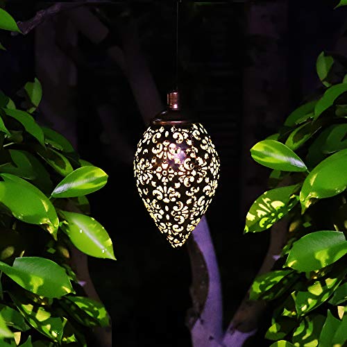 Luces solares LED de metal para patio, luces solares para jardín al aire libre, luces decorativas para jardín colgantes (1)