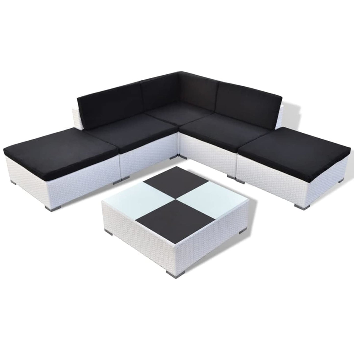 Deufre Muebles de Jardín Exterior 6 Piezas, Sofá Exterior, Conjunto de Jardín de Ratán, Muebles de Terraza,Sofa Jardin con Cojines para Terraza Balcón (Blanco)
