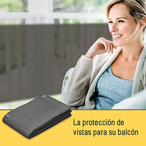 Sol Royal Privacidad Balcรณn Pantallas Protectoras 90x500 cm Antracita SolVision HB2 โ HDPE Cubierta Malla Protecciรณn UV Visual Opaca 160 g/mยฒ Resistente a la Intemperie con Ojales & Cuerdas