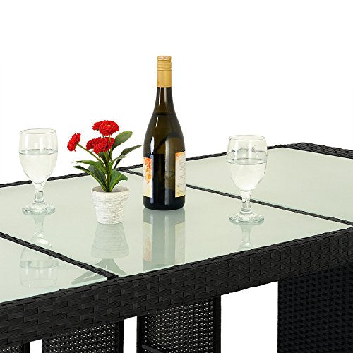 Deuba Set de Muebles de Bar poliratán 6 Taburetes de Bar con Cojines de 7cm de Grosor Conjunto de Muebles para jardín