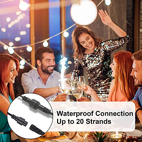 GLUROO 15M Guirnaldas Luminosas de Exterior, Cadena de Luces Exterior con 26 Bombillas E12 de Plástico Inastillable G40, Impermeable IP45 Guirnaldas Luces LED para de Jardines Patios Bares Fiestas