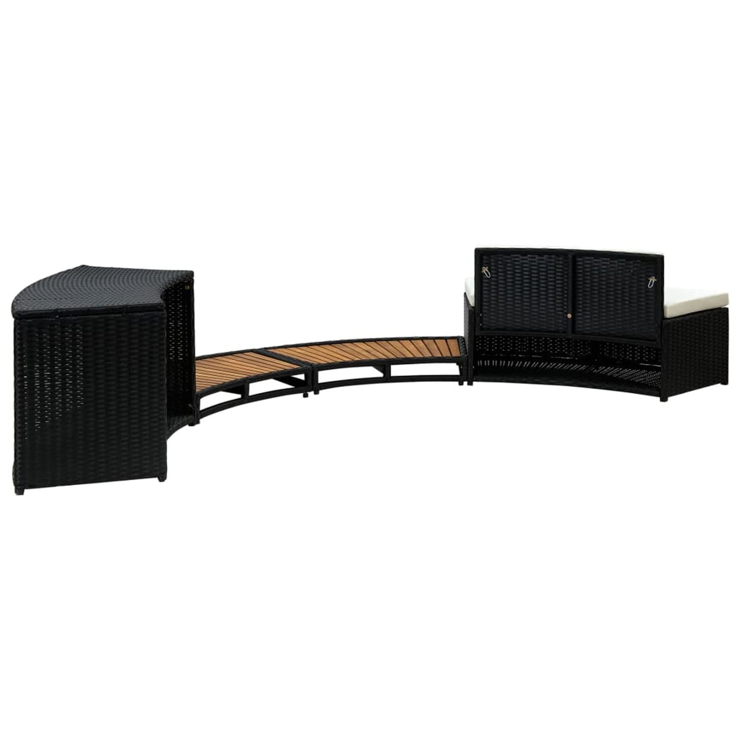 Mogou Borde de bañera de hidromasaje, Yacuzzi Exterior Hinchable Piezas De Recambi, Borde para Bañera De Hidromasaje SPA, ratán PE Madera de Acacia Negro