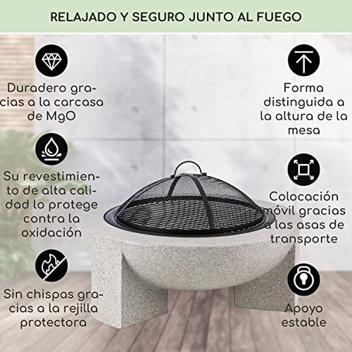 Blumfeldt Brasero Exterior para Jardin, para Camping, Quemador de Leña, Base Acero para Barbacoa, Estufas Exteriores y Terraza, Chimenea, Fireball Fire Pit 75x46x75 cm
