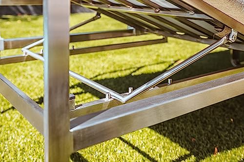 Greemotion Conjunto Muebles de Jardín Sydney 4 Piezas, Juego de Sofá Esquinero de Acero Inoxidable Cepillado para 5 Personas con Mesa, Cojines Incluidos, Plateado