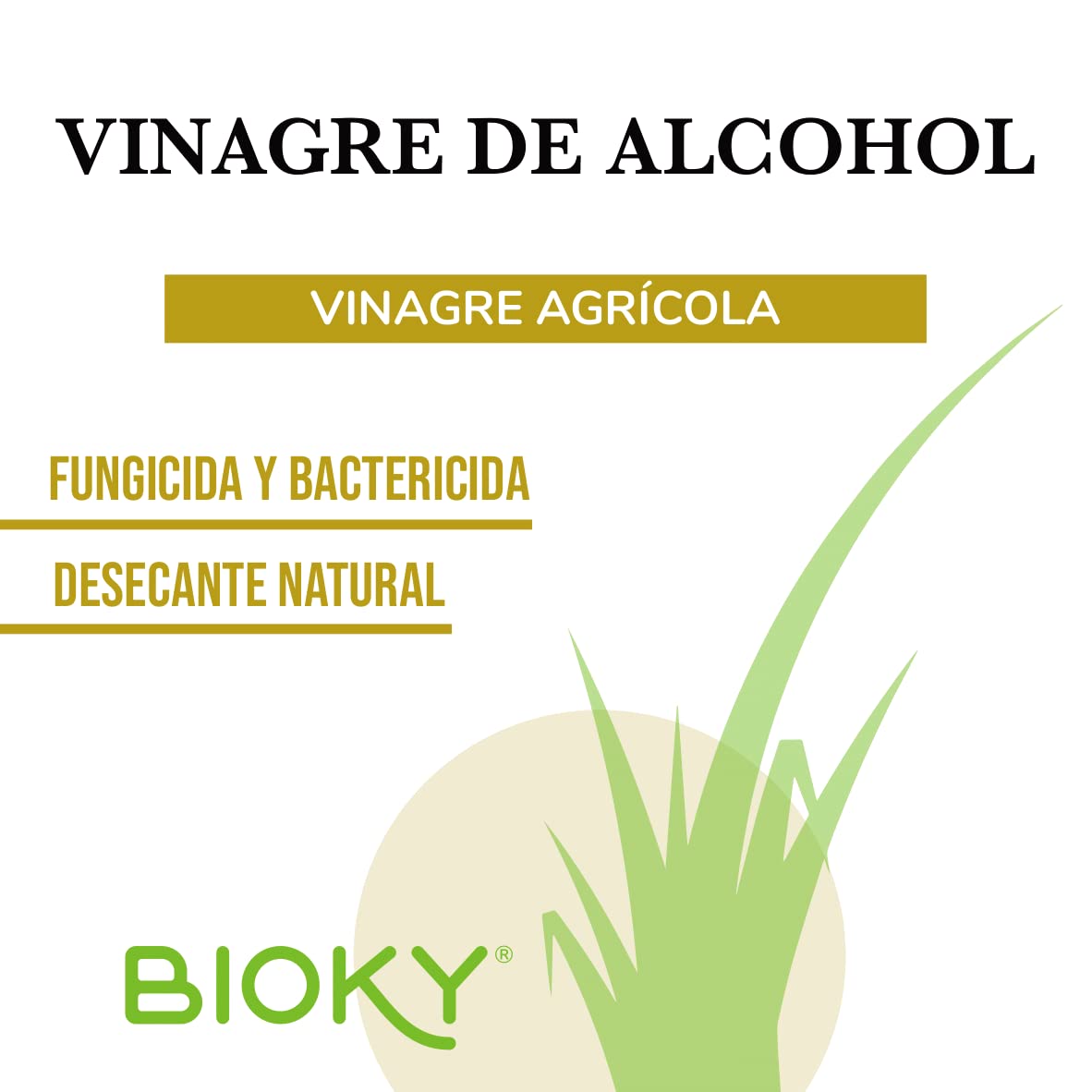 Bioky® Vinagre Concentrado al 20% - 1L – Origen Natural de Alcohol de Cereal – Sin Residuo - Acción Limpiador Profundo - Elimina Moho y Hongos (1L)