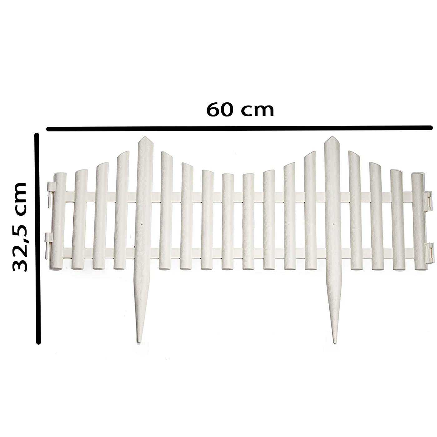 Tradineur - Valla de plástico Decorativa de jardín - Borde para cespéd, Plantas, Flores, decoración de Exterior - N.º 5-32,5 x 60 x 0,7 cm - Color Blanco