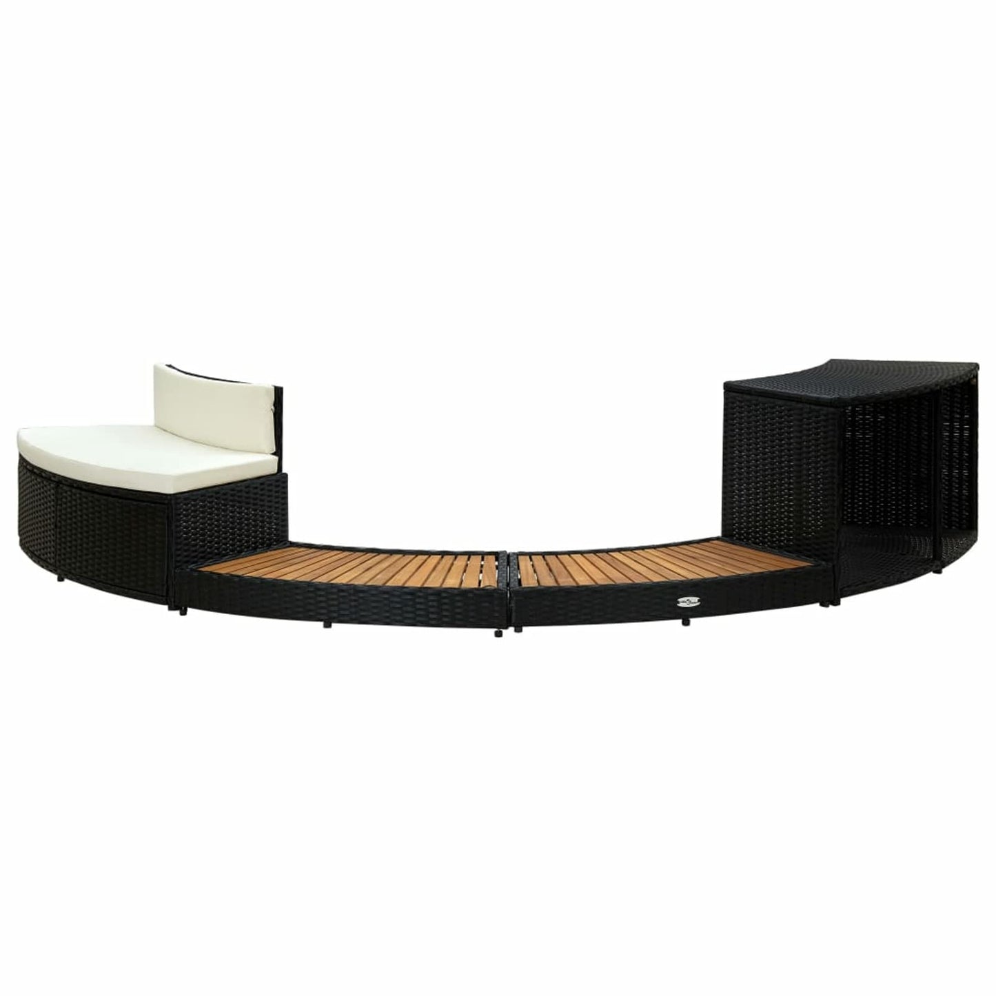 Mogou Borde de bañera de hidromasaje, Yacuzzi Exterior Hinchable Piezas De Recambi, Borde para Bañera De Hidromasaje SPA, ratán PE Madera de Acacia Negro