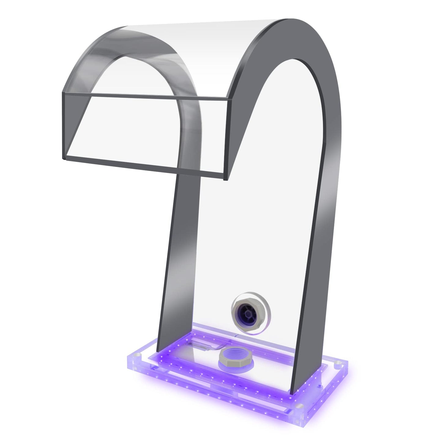 LONGRUN Aliviadero de Cascada en Forma de S Fuente de Piscina acrílica con luz LED Que Cambia de Color, Kit de cascadas de estanques al Aire Libre para Piscina de Patio de jardín - 19x42.5x25cm