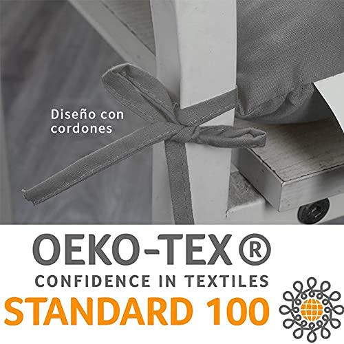 Tesosy Pack 2 Cojines para Sillas, Cojín Decorativo de Asiento(40+ -2cm) x 5cm con Correas de Sujeción, Asiento Imitacionde Lino, Ideal para la Decoración de Jardín, Beige