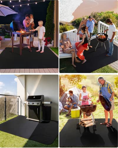 Alfombrilla para barbacoa de gas y carbón exterior EC Technology XXL, 122 x 152 cm, ignífuga, de protección para el suelo, anticaída