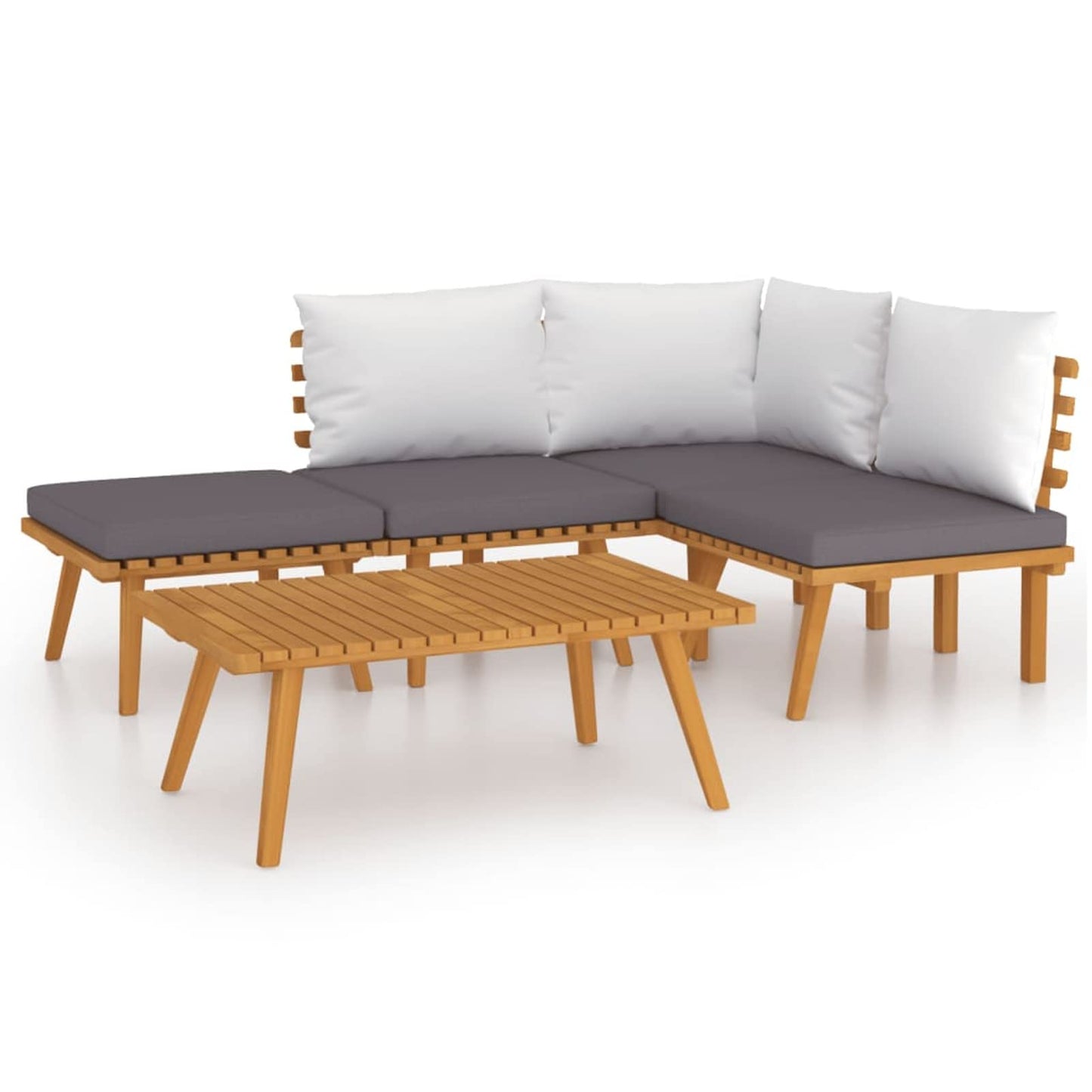 Festnight Conjunto de Muebles de Jardín Exterior 5 Piezas,Sofá Exterior,Conjunto de Jardín de Madera Acacia, Muebles de Terraza,Sofa Jardin Exterior con Cojines para Jardín Terraza