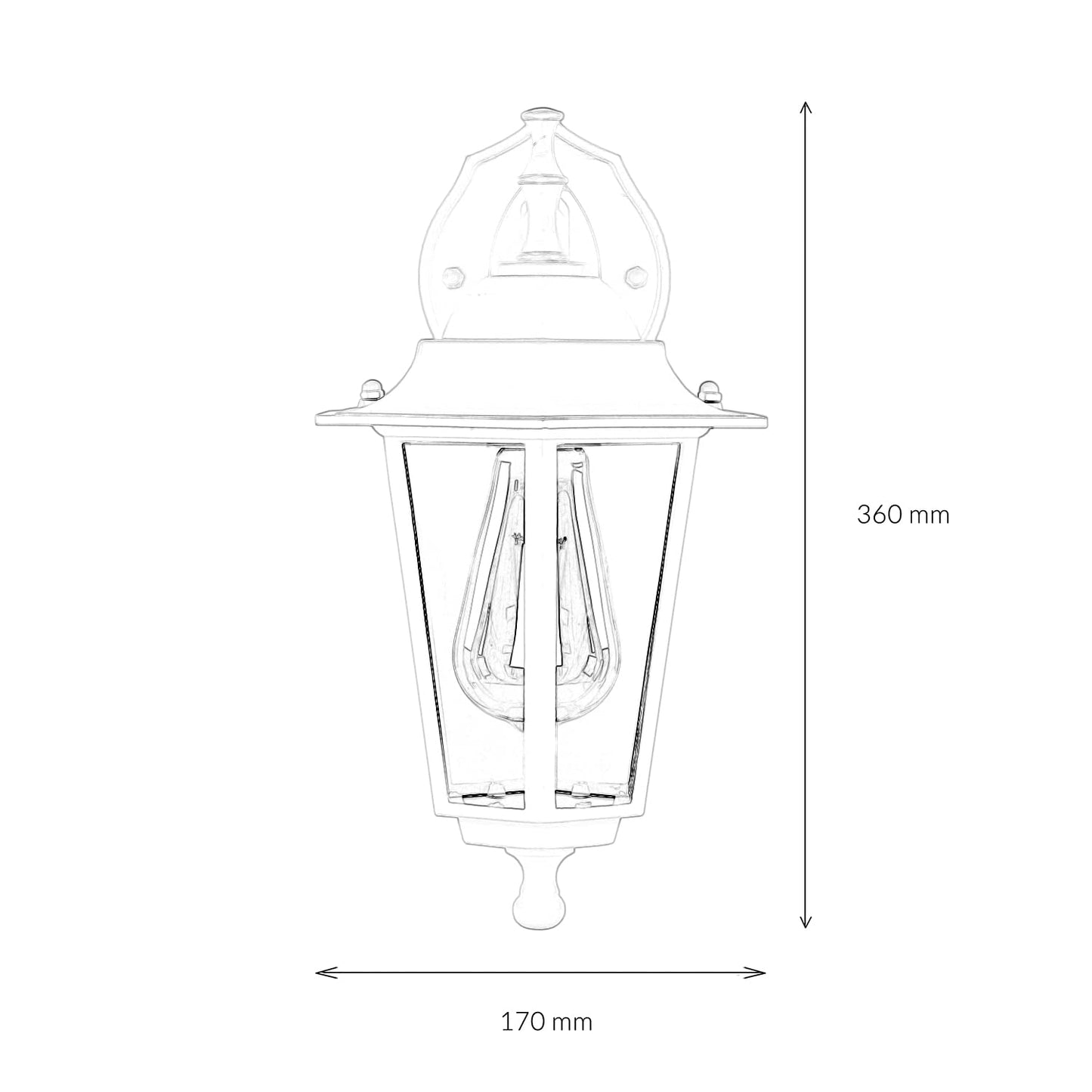 Licht-Erlebnisse Lámpara de pared exterior de vidrio y aluminio en oro antiguo, IP44, para casa y balcón, 36 cm de altura, E27, farol antiguo rústico, PARIS