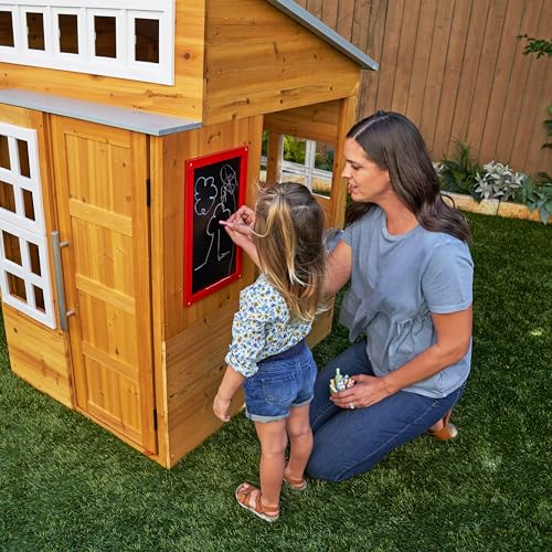 KidKraft Casita Infantil Moderna de Madera con Cocina de Juguete, Mesa y Banco para niños y niñas, casita de Juego para Exterior, jardín o Patio (00182)