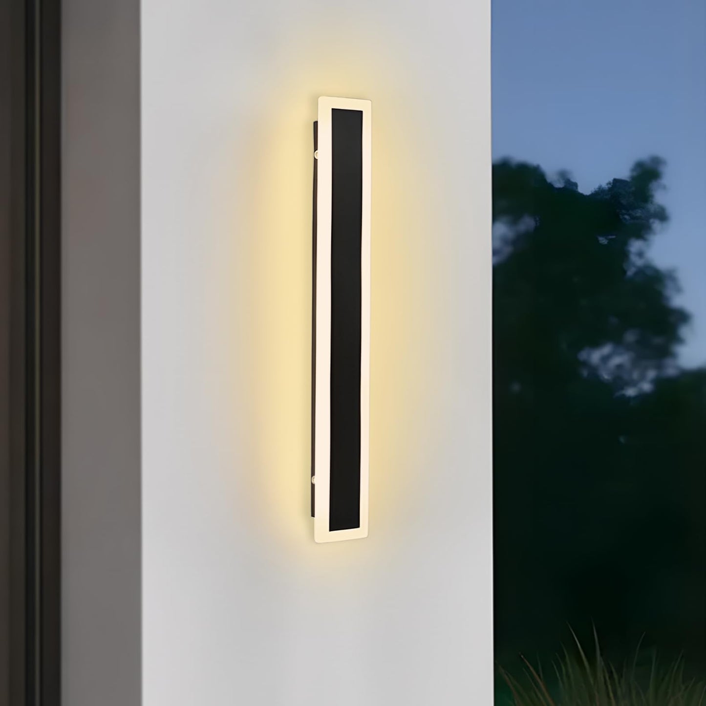 ZTWLEED Lámpara de Pared Larga Villa Apliques de Pared Negra,8W 40CM Aplique Pared Exterior,Aplique de Pared Exterior LED Impermeables IP65,Blanco Cálido 3000K AC220V para Balcón Jardín Villa