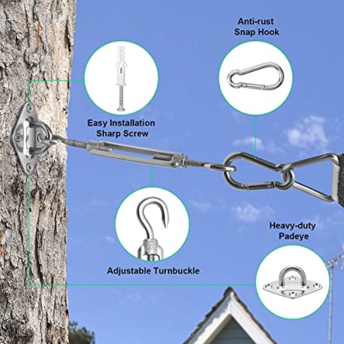 kit Montaje Toldo Vela M6 Fijación Triángulo y Rectángulo, Acero Inoxidable, 40 Piezas Fácil Montaje
