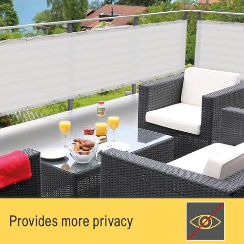 Sol Royal Malla ocultacion Mallas Protecciรณn Visual Balcon SolVision PB2 PES Pantalla Opaca 300x90 cm Blanco balcรณn privacidad con Ojales Cuerdas