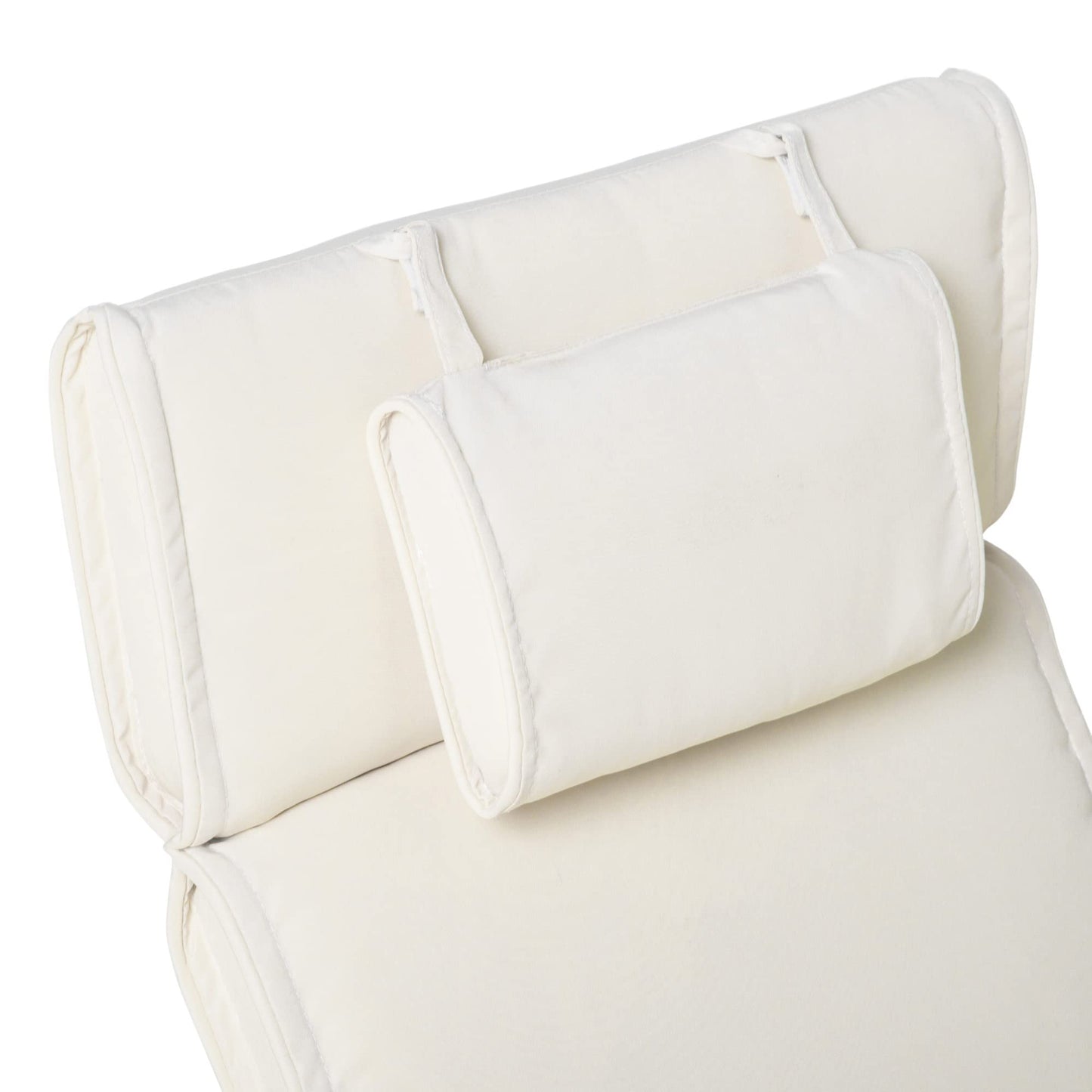 Outsunny Cojín para Tumbona de Exterior 198x53x5 cm Desenfundable y Lavable con Reposacabezas Extraíble Colchoneta Plegable de Algodón para Silla Reclinable de Jardín Crema