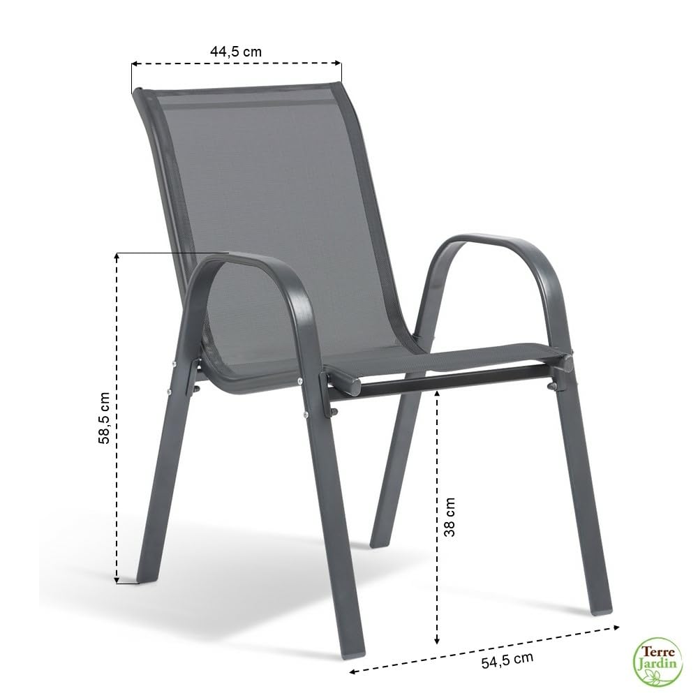 TERRE JARDIN Mesa de jardín Extensible de Vidrio con 4 sillas