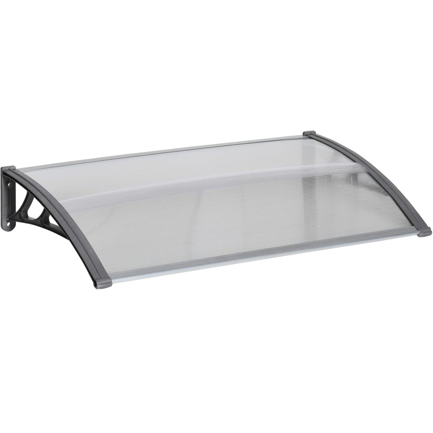 Outsunny Tejadillo de Protección 110x60 cm Marquesina Exterior para Puertas y Ventanas contra Sol y Lluvia con Soporte de PP Policarbonato Transparente