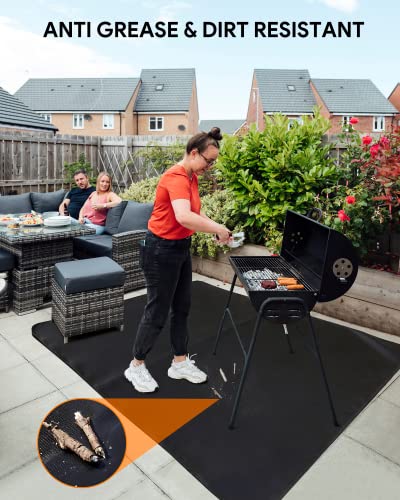 Alfombrilla para barbacoa de gas y carbón exterior EC Technology XXL, 122 x 152 cm, ignífuga, de protección para el suelo, anticaída