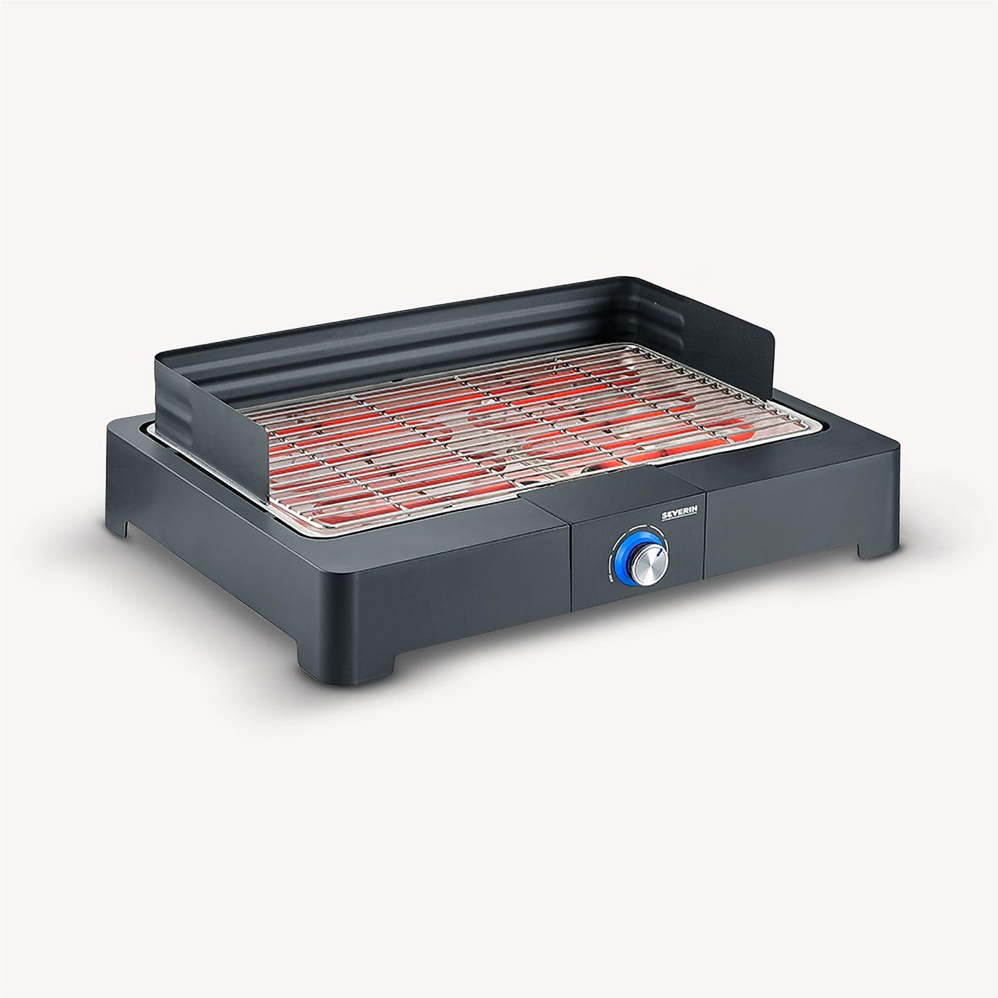 Severin Barbacoa de mesa con parrilla de acero inoxidable para interior y exterior, parrilla eléctrica con arranque rápido, mini barbacoa sin riesgo de quemaduras, negro, PG 8565