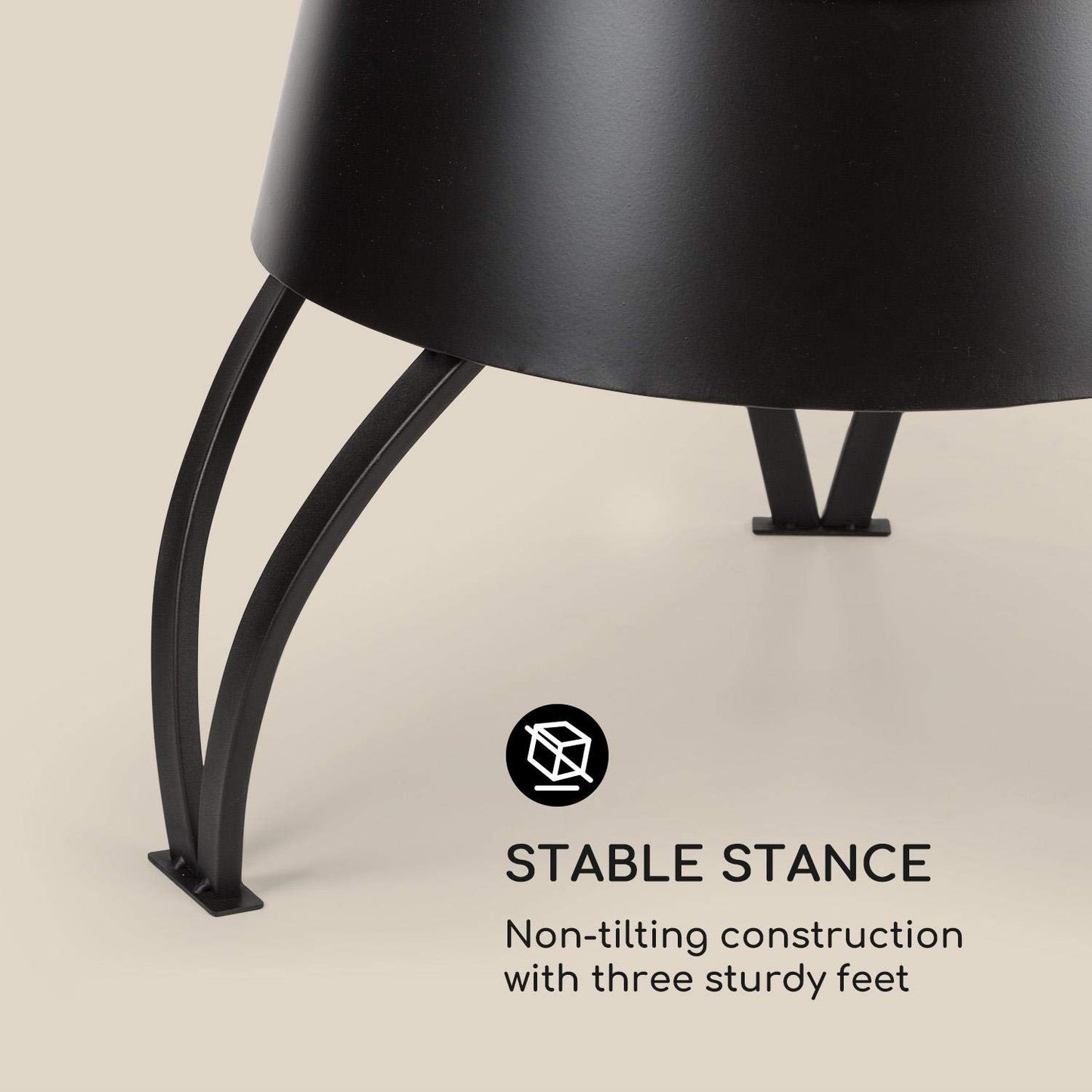 blumfeldt Volantis Cupric - Chimenea de Patio, Horno de terraza, FireView, Acero, Inoxidable, Diseño Moderno con Partes en Cobre, Estable, Antivuelco, Parrila para carbón y atizador, Negro