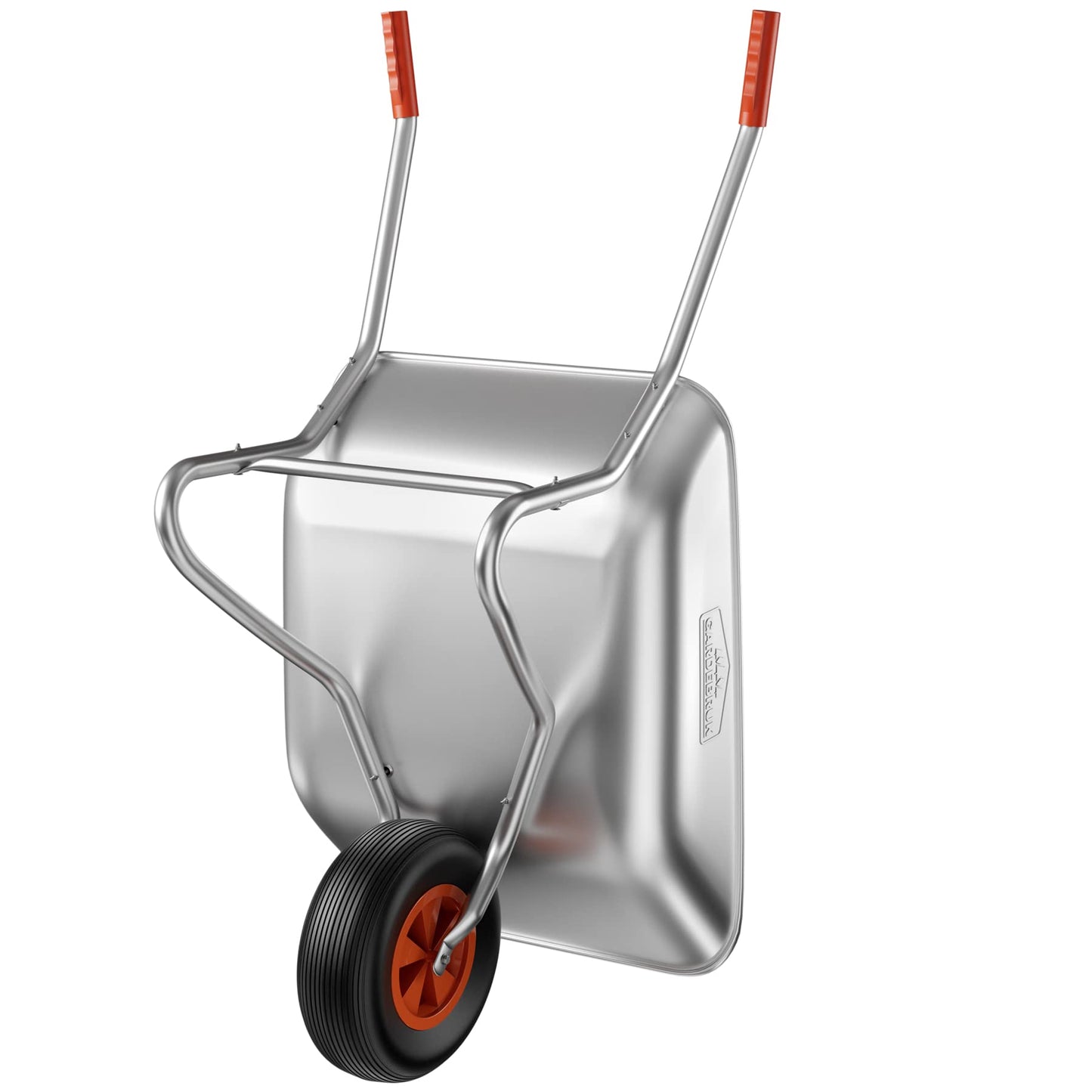 GARDEBRUK® Carretilla de Obra Acero Galvanizado Carga 100Kg 80L Herramienta para Jardinería Construcción