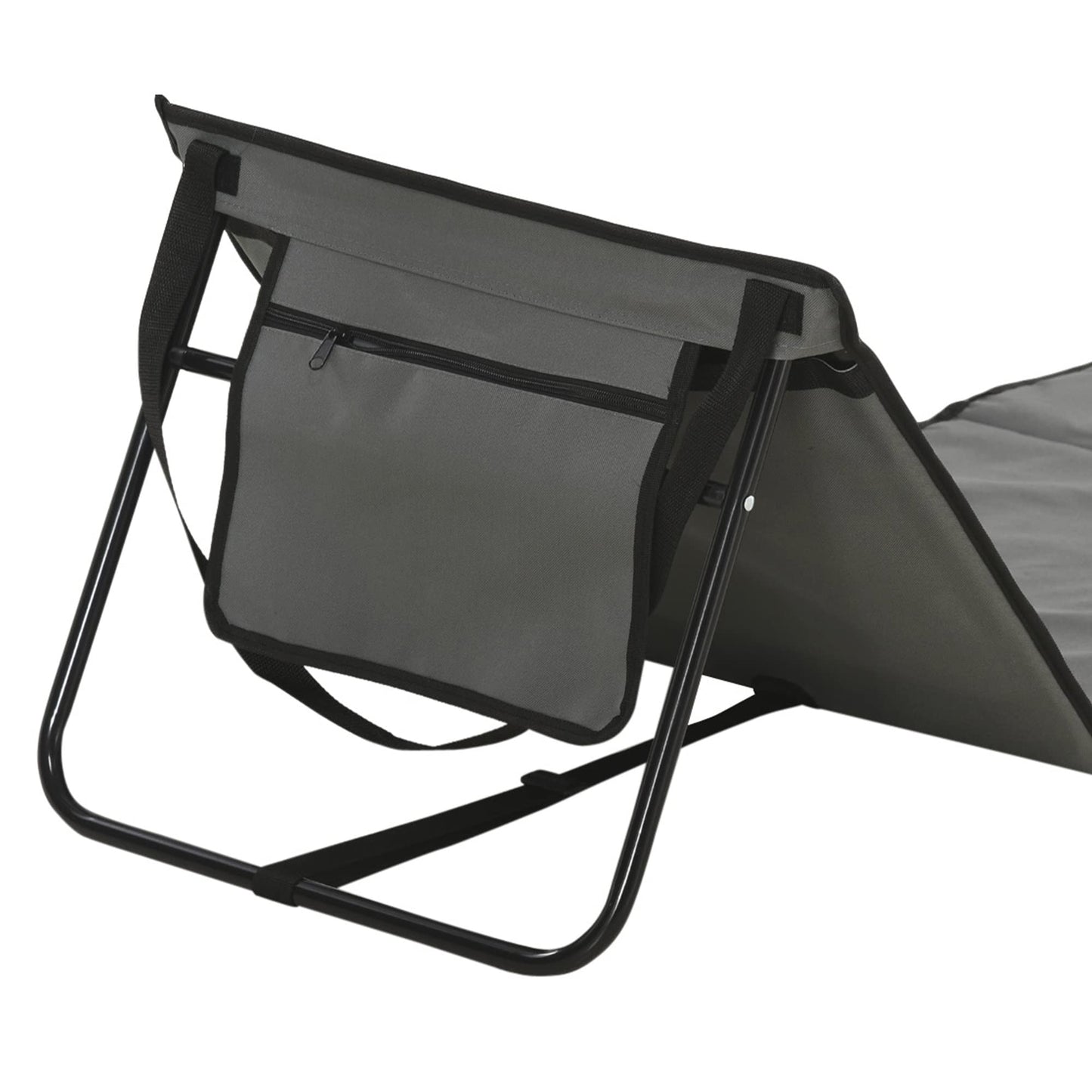 Outsunny Conjunto de 2 Esterillas de Playa Plegable Esteras Acolchadas con Respaldo Reclinable y Bolsa de Transporte para Jardín 142x51x40 cm Gris