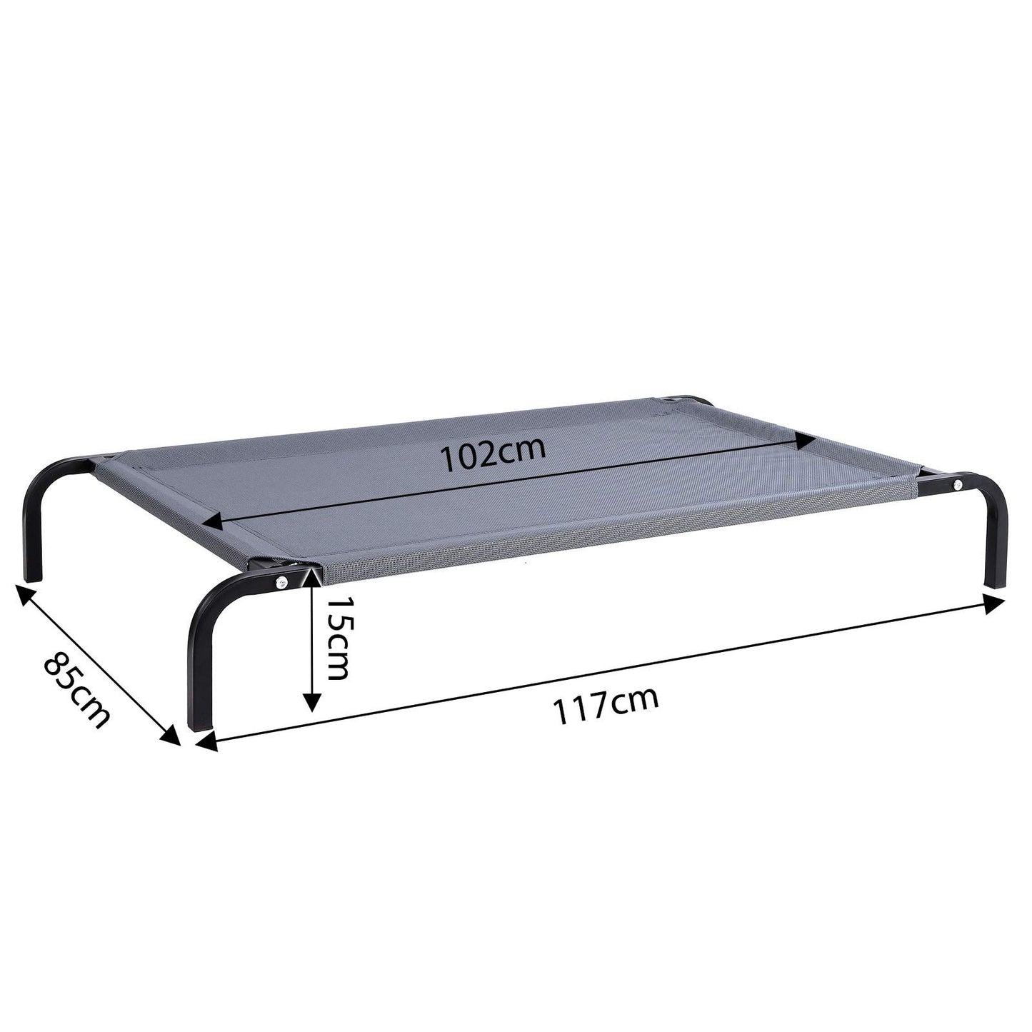 lionto Cama elevada para Perros Tejido en Textilene, (XL) 117x85 cm Gris