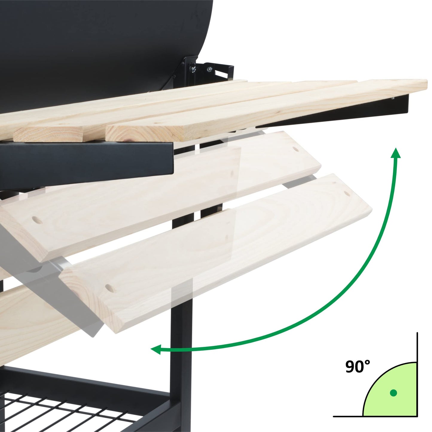 BBQ-Toro Carro de Barbacoa de Carbón Premium | Ø 42 x 80 cm | Ahumador Móvil | Parrilla de Barbacoa con Tapa | Con Mesas Laterales de Madera