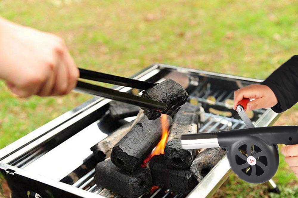 MMSGA Ventilador de barbacoa manual, ventilador de barbacoa Portátil, Camping herramientas de fuego,adecuado para cocinar al aire libre, barbacoa, chimenea herramientas más ligeras