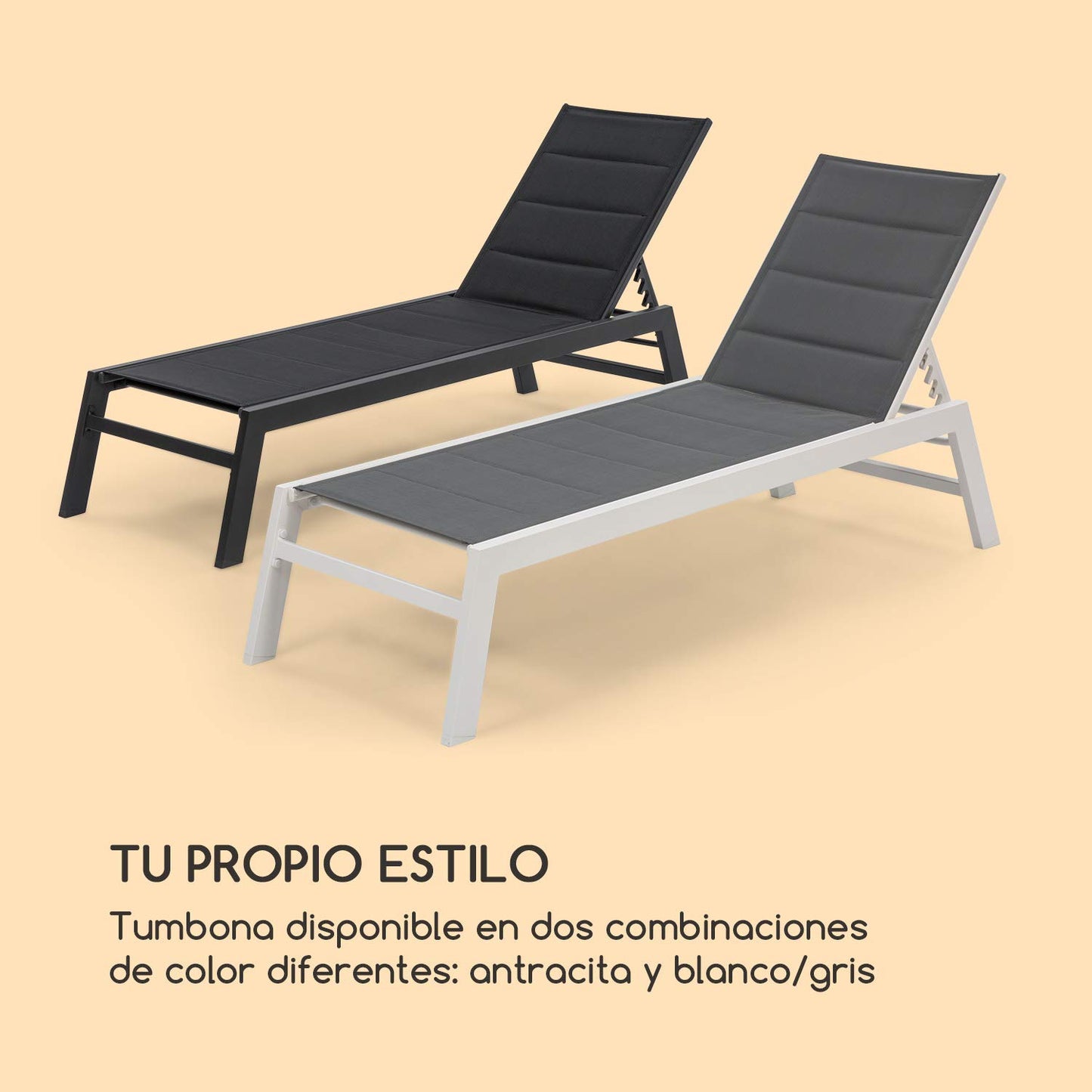 blumfeldt Renazzo Lounge Hamaca - Tumbona, para Exteriores, Superficie de 65 x 93 x 165 cm, Respaldo Regulable en 6 Alturas, Superficie Acolchada e hidrófuga, ComfortMesh, Blanco