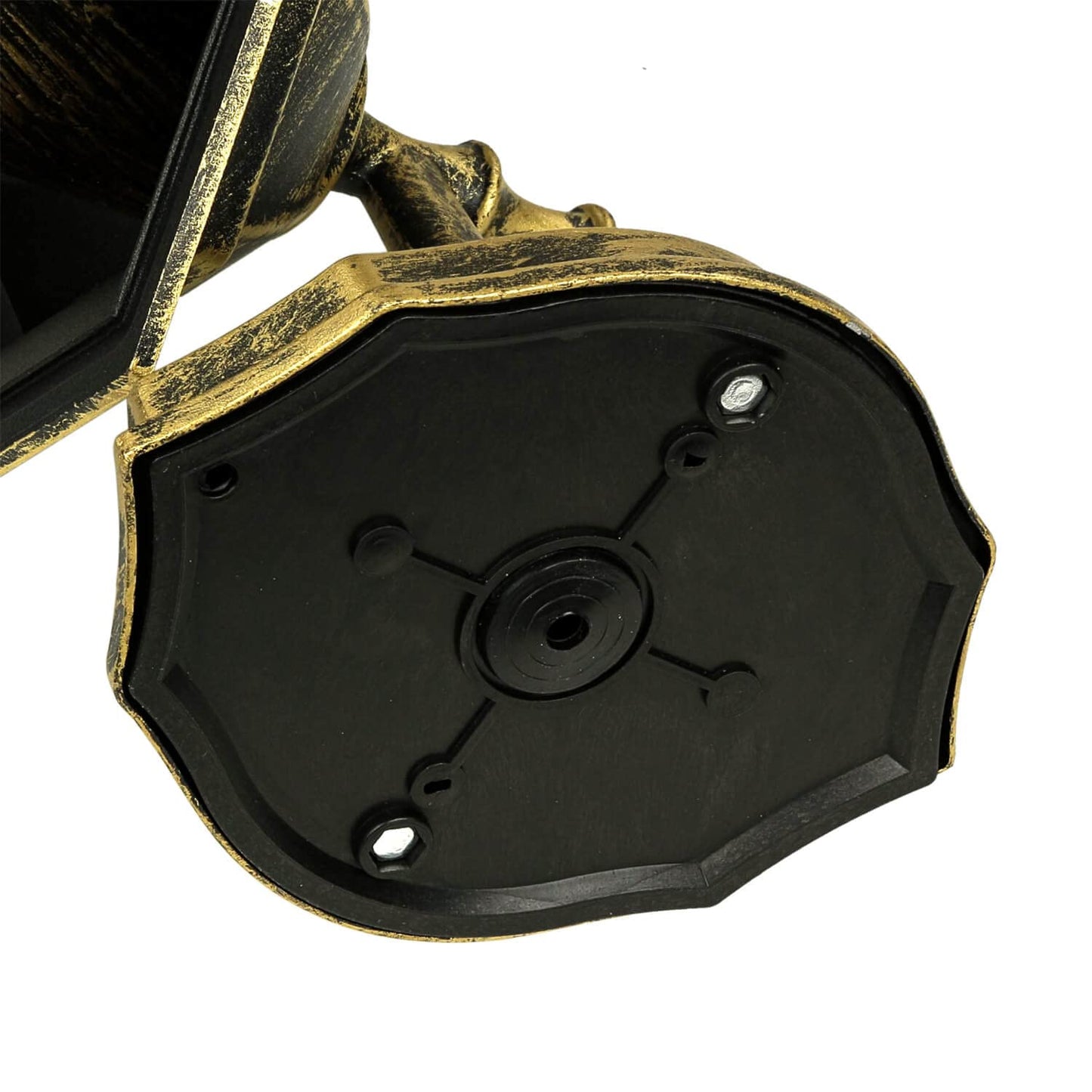 Licht-Erlebnisse Lámpara de pared exterior de vidrio y aluminio en oro antiguo, IP44, para casa y balcón, 36 cm de altura, E27, farol antiguo rústico, PARIS